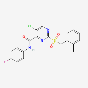 molecular formula C19H15ClFN3O3S B11364422 5-chloro-N-(4-fluorophenyl)-2-(2-methylbenzyl)sulfonyl-pyrimidine-4-carboxamide 