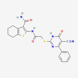 2-(2-((5-Cyano-6-oxo-4-phenyl-1,6-dihydropyrimidin-2-yl)thio)acetamido)-4,5,6,7-tetrahydrobenzo[b]thiophene-3-carboxamide