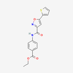 molecular formula C17H14N2O4S B11364519 Ethyl 4-({[5-(thiophen-2-yl)-1,2-oxazol-3-yl]carbonyl}amino)benzoate 