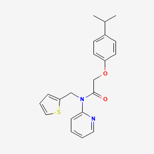 molecular formula C21H22N2O2S B11364555 2-[4-(propan-2-yl)phenoxy]-N-(pyridin-2-yl)-N-(thiophen-2-ylmethyl)acetamide 