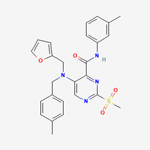 molecular formula C26H26N4O4S B11364578 5-[(furan-2-ylmethyl)(4-methylbenzyl)amino]-N-(3-methylphenyl)-2-(methylsulfonyl)pyrimidine-4-carboxamide 