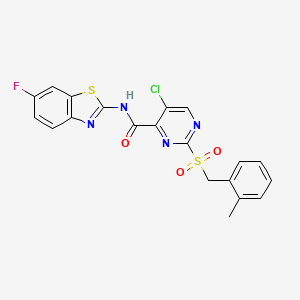 5-chloro-N-(6-fluoro-1,3-benzothiazol-2-yl)-2-[(2-methylbenzyl)sulfonyl]pyrimidine-4-carboxamide