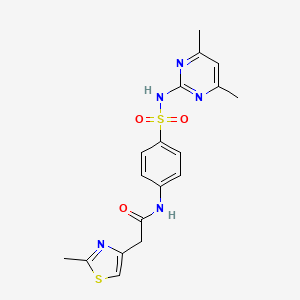 molecular formula C18H19N5O3S2 B11364591 N-{4-[(4,6-dimethylpyrimidin-2-yl)sulfamoyl]phenyl}-2-(2-methyl-1,3-thiazol-4-yl)acetamide 