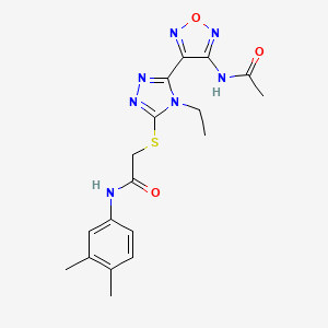 2-({5-[4-(acetylamino)-1,2,5-oxadiazol-3-yl]-4-ethyl-4H-1,2,4-triazol-3-yl}sulfanyl)-N-(3,4-dimethylphenyl)acetamide