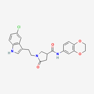 molecular formula C23H22ClN3O4 B11364695 1-[2-(5-chloro-1H-indol-3-yl)ethyl]-N-(2,3-dihydro-1,4-benzodioxin-6-yl)-5-oxopyrrolidine-3-carboxamide 