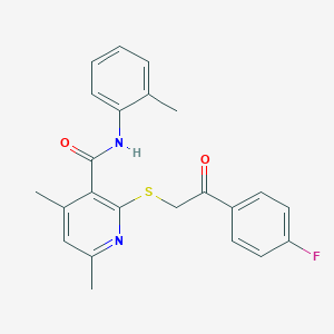 2-{[2-(4-fluorophenyl)-2-oxoethyl]sulfanyl}-4,6-dimethyl-N-(2-methylphenyl)pyridine-3-carboxamide