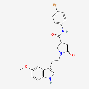 molecular formula C22H22BrN3O3 B11364732 N-(4-bromophenyl)-1-[2-(5-methoxy-1H-indol-3-yl)ethyl]-5-oxopyrrolidine-3-carboxamide 