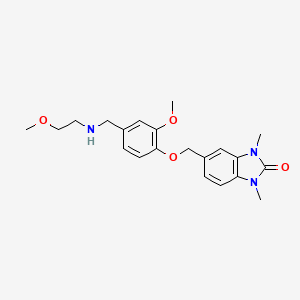 molecular formula C21H27N3O4 B11364748 5-[(2-methoxy-4-{[(2-methoxyethyl)amino]methyl}phenoxy)methyl]-1,3-dimethyl-1,3-dihydro-2H-benzimidazol-2-one 