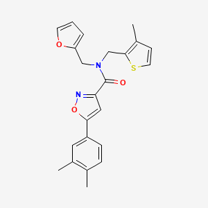 molecular formula C23H22N2O3S B11364813 5-(3,4-dimethylphenyl)-N-(furan-2-ylmethyl)-N-[(3-methylthiophen-2-yl)methyl]-1,2-oxazole-3-carboxamide 