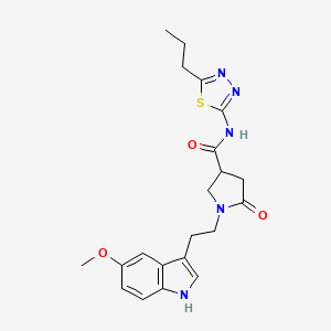 molecular formula C21H25N5O3S B11364825 1-[2-(5-methoxy-1H-indol-3-yl)ethyl]-5-oxo-N-(5-propyl-1,3,4-thiadiazol-2-yl)pyrrolidine-3-carboxamide 