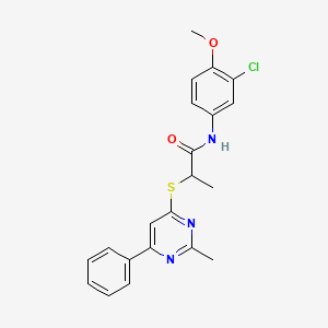 N-(3-chloro-4-methoxyphenyl)-2-((2-methyl-6-phenylpyrimidin-4-yl)thio)propanamide