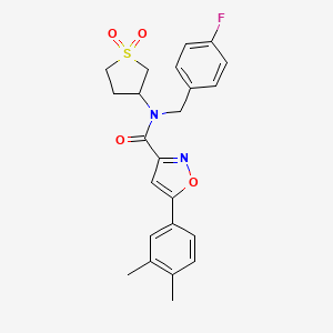 molecular formula C23H23FN2O4S B11364879 5-(3,4-dimethylphenyl)-N-(1,1-dioxidotetrahydrothiophen-3-yl)-N-(4-fluorobenzyl)-1,2-oxazole-3-carboxamide 