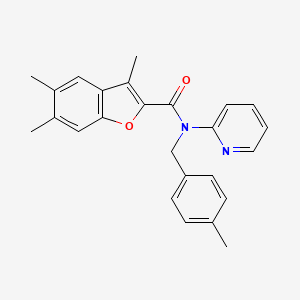 molecular formula C25H24N2O2 B11364904 3,5,6-trimethyl-N-(4-methylbenzyl)-N-(pyridin-2-yl)-1-benzofuran-2-carboxamide 