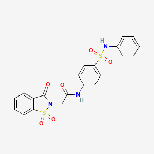 molecular formula C21H17N3O6S2 B11364949 2-(1,1-dioxido-3-oxo-1,2-benzothiazol-2(3H)-yl)-N-[4-(phenylsulfamoyl)phenyl]acetamide 