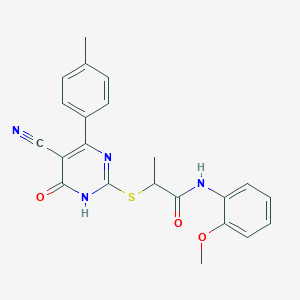 2-{[5-Cyano-4-(4-methylphenyl)-6-oxo-1,6-dihydropyrimidin-2-YL]sulfanyl}-N-(2-methoxyphenyl)propanamide