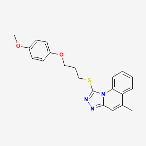 molecular formula C21H21N3O2S B11365009 1-((3-(4-Methoxyphenoxy)propyl)thio)-5-methyl-[1,2,4]triazolo[4,3-a]quinoline 