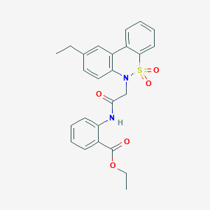 ethyl 2-{[(9-ethyl-5,5-dioxido-6H-dibenzo[c,e][1,2]thiazin-6-yl)acetyl]amino}benzoate