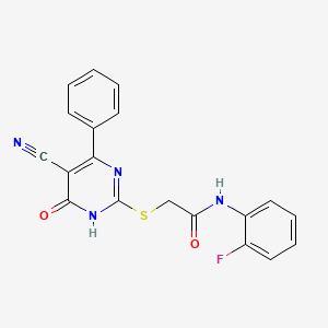 2-[(5-cyano-4-oxo-6-phenyl-1H-pyrimidin-2-yl)sulfanyl]-N-(2-fluorophenyl)acetamide