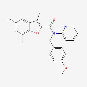 molecular formula C25H24N2O3 B11365036 N-(4-methoxybenzyl)-3,5,7-trimethyl-N-(pyridin-2-yl)-1-benzofuran-2-carboxamide 