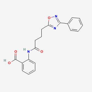 molecular formula C19H17N3O4 B11365038 2-{[4-(3-Phenyl-1,2,4-oxadiazol-5-yl)butanoyl]amino}benzoic acid 