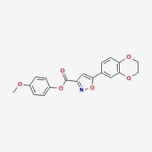 molecular formula C19H15NO6 B11365066 4-Methoxyphenyl 5-(2,3-dihydro-1,4-benzodioxin-6-yl)-1,2-oxazole-3-carboxylate 