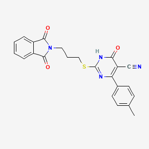 molecular formula C23H18N4O3S B11365134 2-{[3-(1,3-Dioxo-2,3-dihydro-1H-isoindol-2-YL)propyl]sulfanyl}-4-(4-methylphenyl)-6-oxo-1,6-dihydropyrimidine-5-carbonitrile 