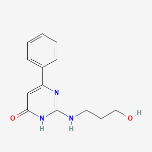 molecular formula C13H15N3O2 B11365139 2-[(3-Hydroxypropyl)amino]-6-phenyl-3,4-dihydropyrimidin-4-one 