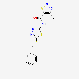 molecular formula C14H13N5OS3 B11365144 4-methyl-N-{5-[(4-methylbenzyl)sulfanyl]-1,3,4-thiadiazol-2-yl}-1,2,3-thiadiazole-5-carboxamide 