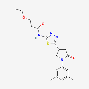 molecular formula C19H24N4O3S B11365171 N-{5-[1-(3,5-dimethylphenyl)-5-oxopyrrolidin-3-yl]-1,3,4-thiadiazol-2-yl}-3-ethoxypropanamide 