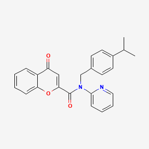 molecular formula C25H22N2O3 B11365176 4-oxo-N-[4-(propan-2-yl)benzyl]-N-(pyridin-2-yl)-4H-chromene-2-carboxamide 