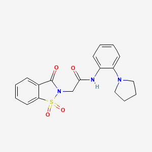 molecular formula C19H19N3O4S B11365187 2-(1,1-dioxido-3-oxo-1,2-benzothiazol-2(3H)-yl)-N-[2-(pyrrolidin-1-yl)phenyl]acetamide 