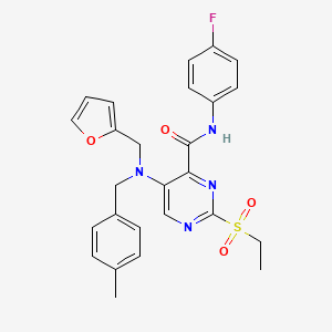 2-(ethylsulfonyl)-N-(4-fluorophenyl)-5-[(furan-2-ylmethyl)(4-methylbenzyl)amino]pyrimidine-4-carboxamide