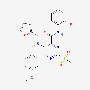 molecular formula C25H23FN4O5S B11365259 N-(2-fluorophenyl)-5-[(furan-2-ylmethyl)(4-methoxybenzyl)amino]-2-(methylsulfonyl)pyrimidine-4-carboxamide 