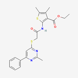 Ethyl 4,5-dimethyl-2-(2-((2-methyl-6-phenylpyrimidin-4-yl)thio)acetamido)thiophene-3-carboxylate