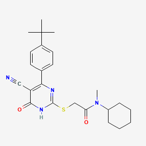 2-[[6-(4-tert-butylphenyl)-5-cyano-4-oxo-1H-pyrimidin-2-yl]sulfanyl]-N-cyclohexyl-N-methylacetamide