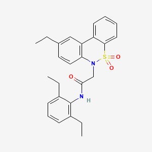 molecular formula C26H28N2O3S B11365316 N-(2,6-diethylphenyl)-2-(9-ethyl-5,5-dioxido-6H-dibenzo[c,e][1,2]thiazin-6-yl)acetamide 