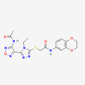 2-({5-[4-(acetylamino)-1,2,5-oxadiazol-3-yl]-4-ethyl-4H-1,2,4-triazol-3-yl}sulfanyl)-N-(2,3-dihydro-1,4-benzodioxin-6-yl)acetamide