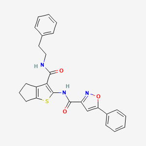 molecular formula C26H23N3O3S B11365406 5-phenyl-N-{3-[(2-phenylethyl)carbamoyl]-5,6-dihydro-4H-cyclopenta[b]thiophen-2-yl}-1,2-oxazole-3-carboxamide 