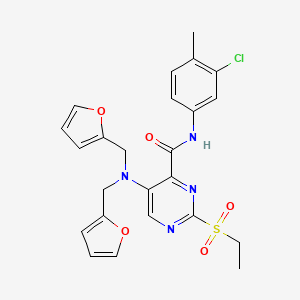 molecular formula C24H23ClN4O5S B11365413 5-[bis(furan-2-ylmethyl)amino]-N-(3-chloro-4-methylphenyl)-2-(ethylsulfonyl)pyrimidine-4-carboxamide 