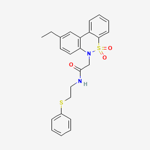 2-(9-ethyl-5,5-dioxido-6H-dibenzo[c,e][1,2]thiazin-6-yl)-N-[2-(phenylsulfanyl)ethyl]acetamide