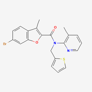 molecular formula C21H17BrN2O2S B11365446 6-bromo-3-methyl-N-(3-methylpyridin-2-yl)-N-(thiophen-2-ylmethyl)-1-benzofuran-2-carboxamide 