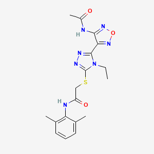 2-({5-[4-(acetylamino)-1,2,5-oxadiazol-3-yl]-4-ethyl-4H-1,2,4-triazol-3-yl}sulfanyl)-N-(2,6-dimethylphenyl)acetamide