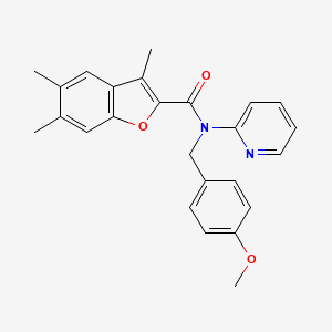 N-(4-methoxybenzyl)-3,5,6-trimethyl-N-(pyridin-2-yl)-1-benzofuran-2-carboxamide