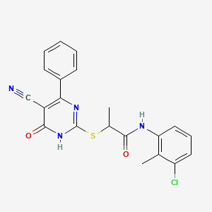 N-(3-Chloro-2-methylphenyl)-2-[(5-cyano-6-oxo-4-phenyl-1,6-dihydropyrimidin-2-YL)sulfanyl]propanamide