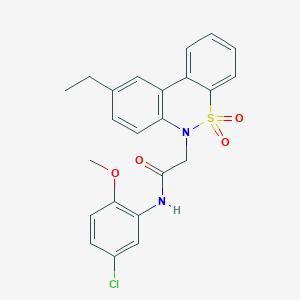 molecular formula C23H21ClN2O4S B11365576 N-(5-chloro-2-methoxyphenyl)-2-(9-ethyl-5,5-dioxido-6H-dibenzo[c,e][1,2]thiazin-6-yl)acetamide 