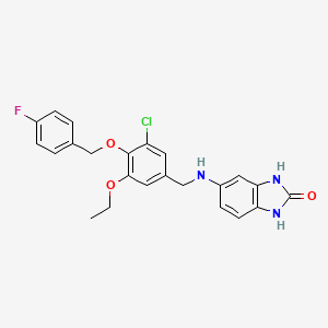 molecular formula C23H21ClFN3O3 B11365626 5-({3-chloro-5-ethoxy-4-[(4-fluorobenzyl)oxy]benzyl}amino)-1,3-dihydro-2H-benzimidazol-2-one 