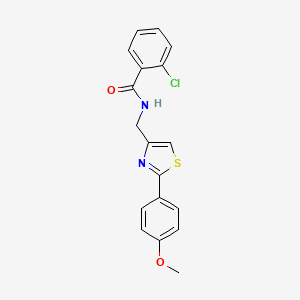 molecular formula C18H15ClN2O2S B11365638 2-chloro-N-{[2-(4-methoxyphenyl)-1,3-thiazol-4-yl]methyl}benzamide 