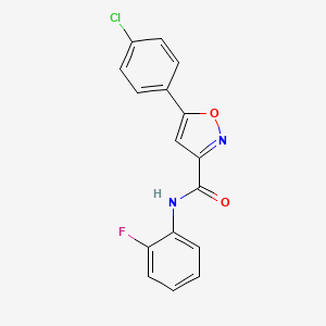 molecular formula C16H10ClFN2O2 B11365673 5-(4-chlorophenyl)-N-(2-fluorophenyl)-1,2-oxazole-3-carboxamide 