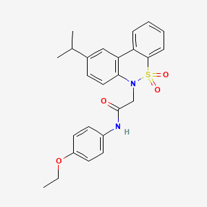 molecular formula C25H26N2O4S B11365676 N-(4-ethoxyphenyl)-2-(9-isopropyl-5,5-dioxido-6H-dibenzo[c,e][1,2]thiazin-6-yl)acetamide 