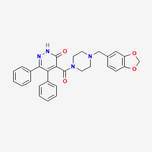 molecular formula C29H26N4O4 B11365691 4-(4-(benzo[d][1,3]dioxol-5-ylmethyl)piperazine-1-carbonyl)-5,6-diphenylpyridazin-3(2H)-one 